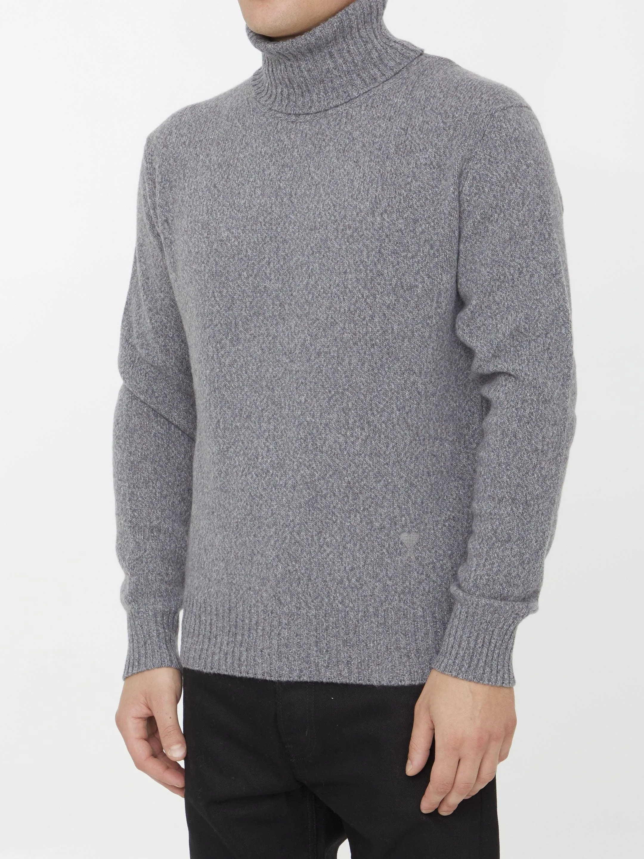 Ami Paris Grey Cashmere Turtleneck