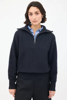 Black Wool Fancy Zip Sweater